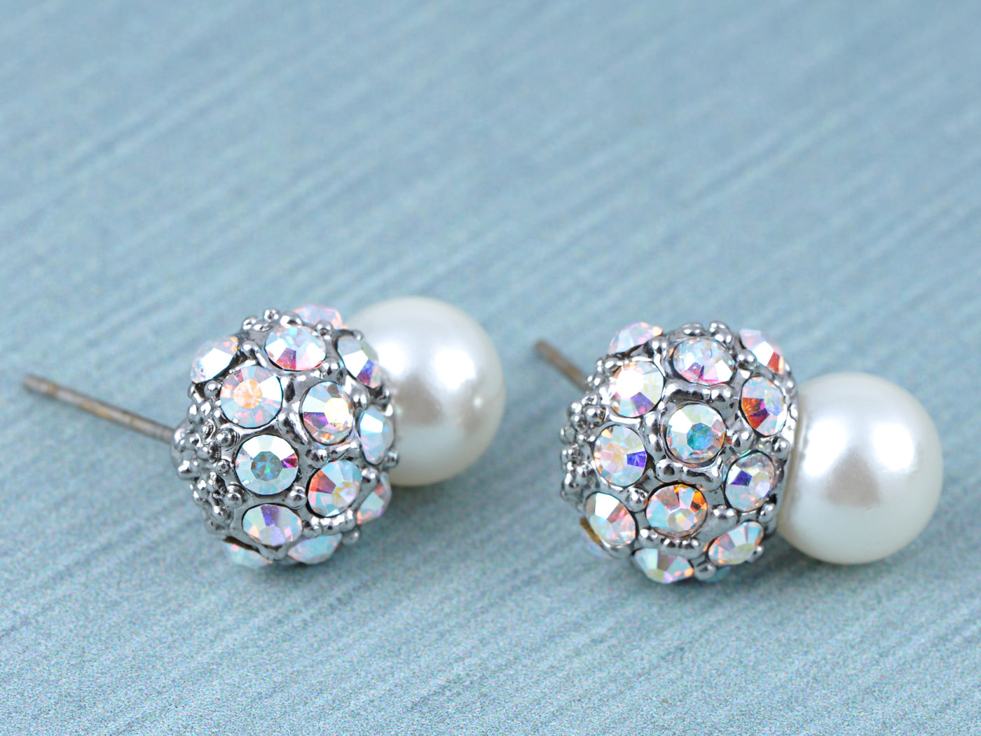 Petite Pearl Aurora Borealis Elements Mushroom Earrings