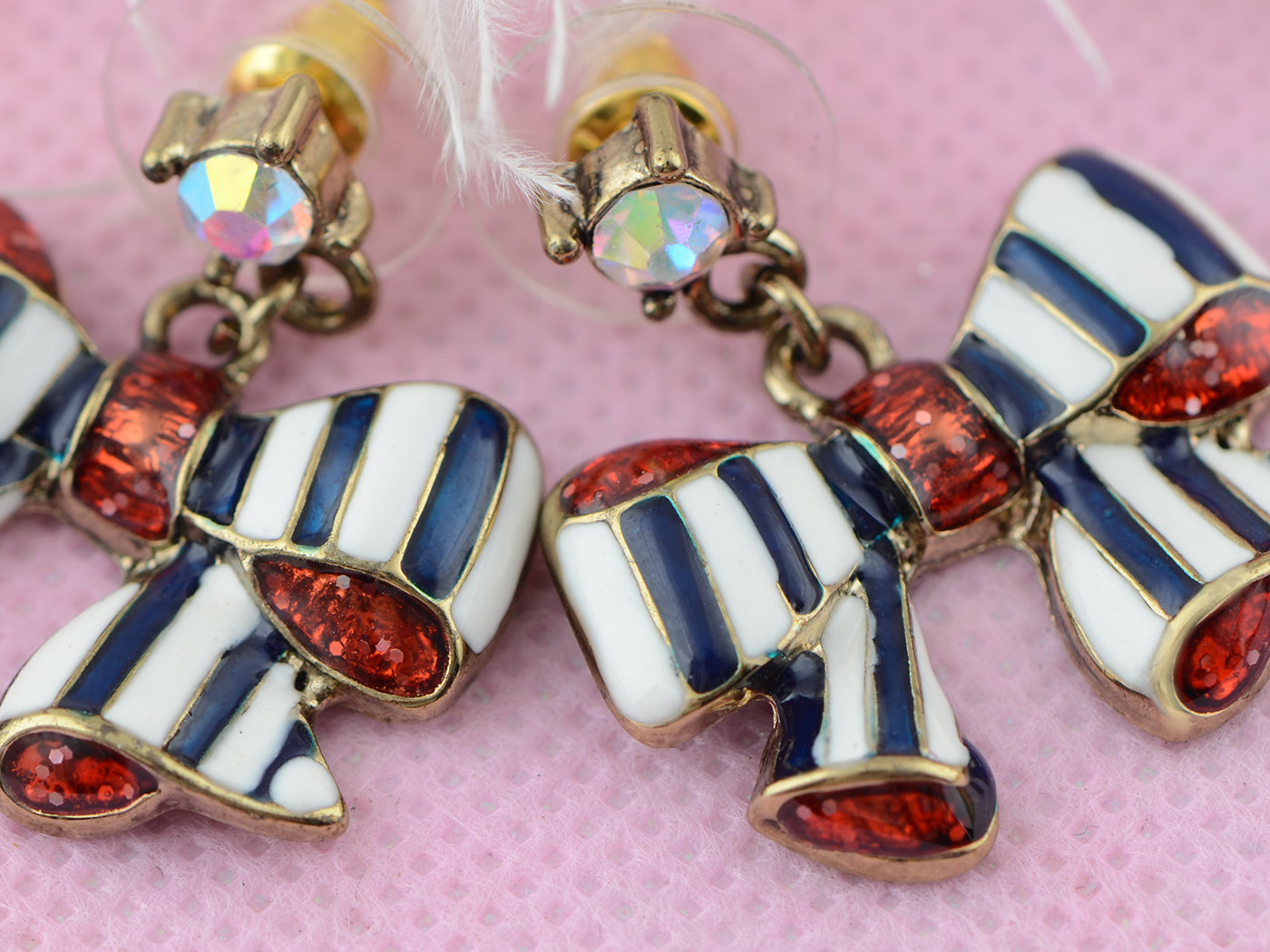 Multicoloured Bowtie Enamel Finish Delightful Candy Esque Earrings