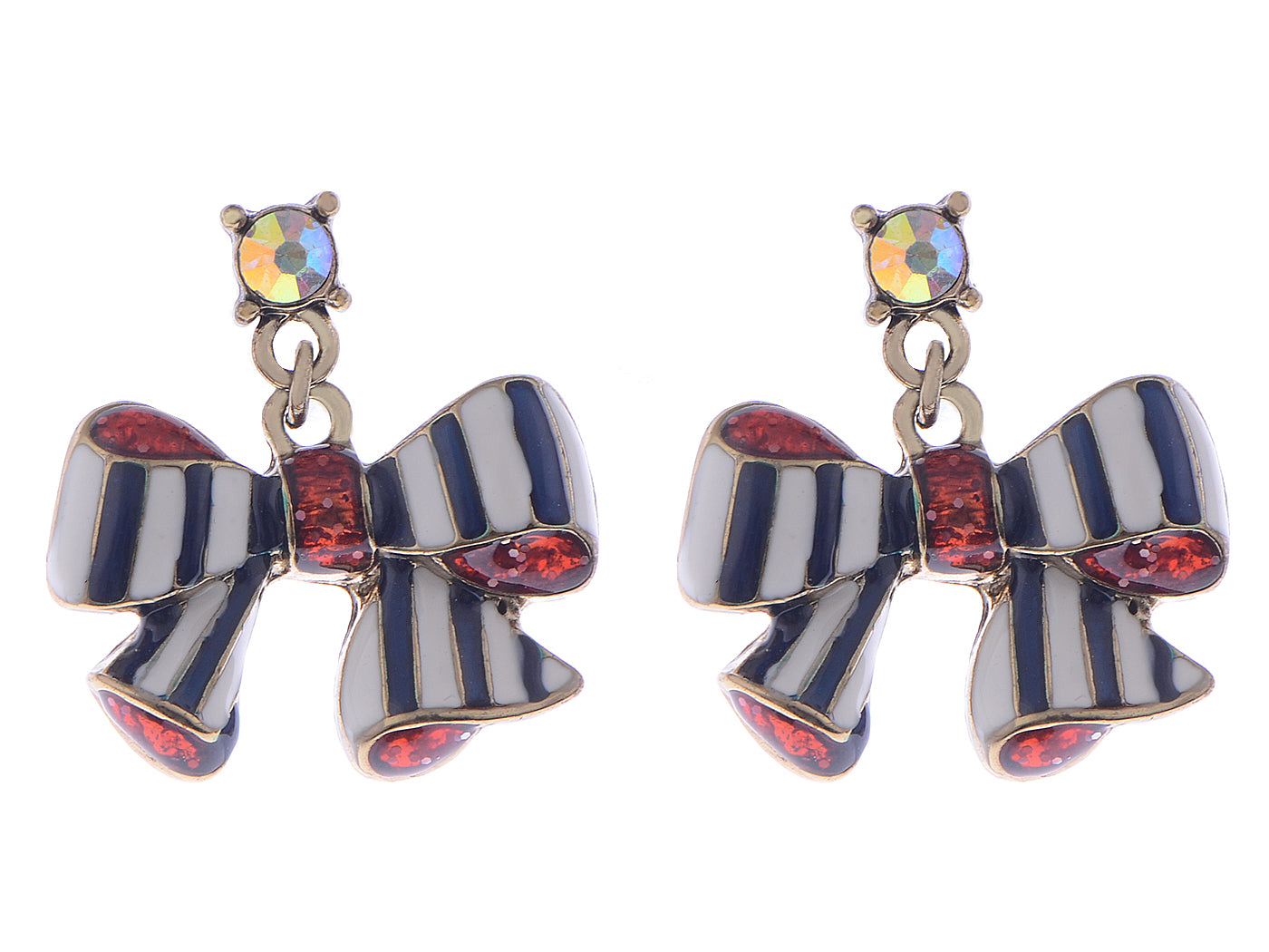 Multicoloured Bowtie Enamel Finish Delightful Candy Esque Earrings