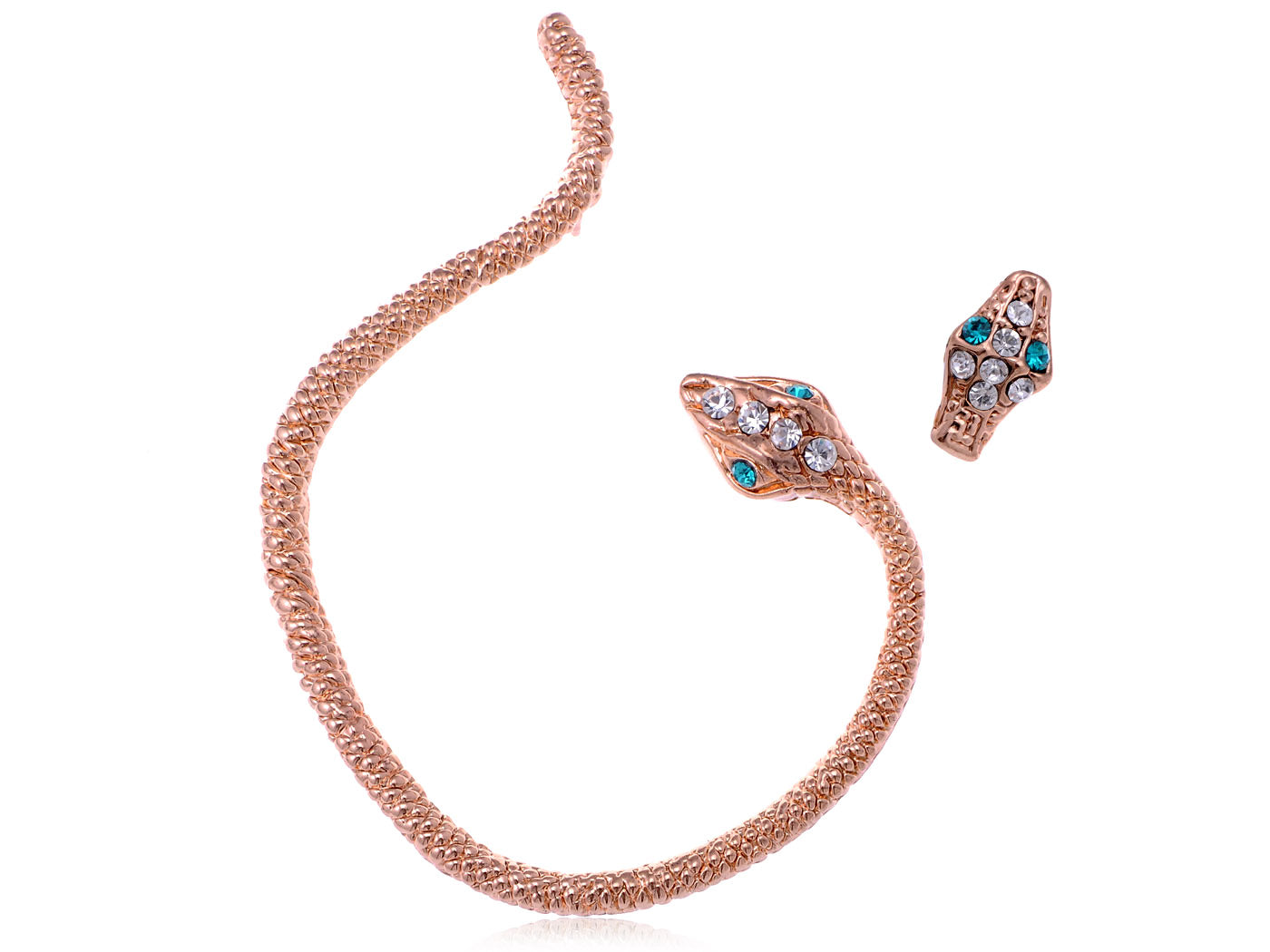 Rose Encrusted Slithering Snake Earring Ear Cuff