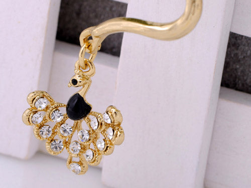 Mini Peacock Encrusted Tail Earring Ear Cuff