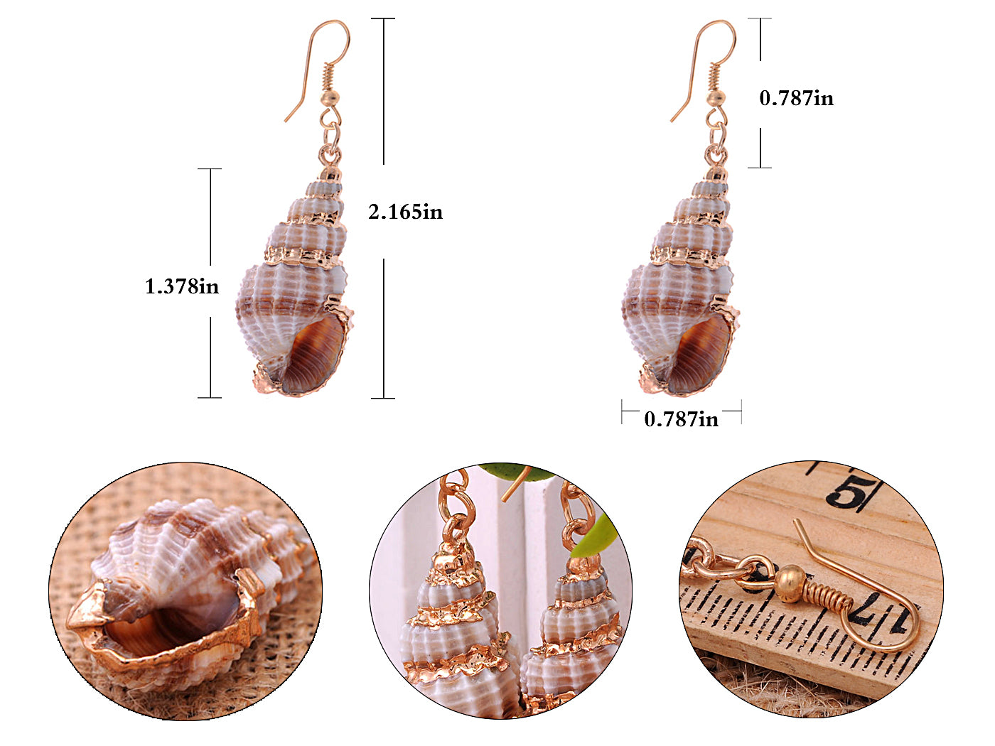 Multicolor Accent Ocean Seashell Couch Mermaid Sea Witch Drop Dangle Earrings