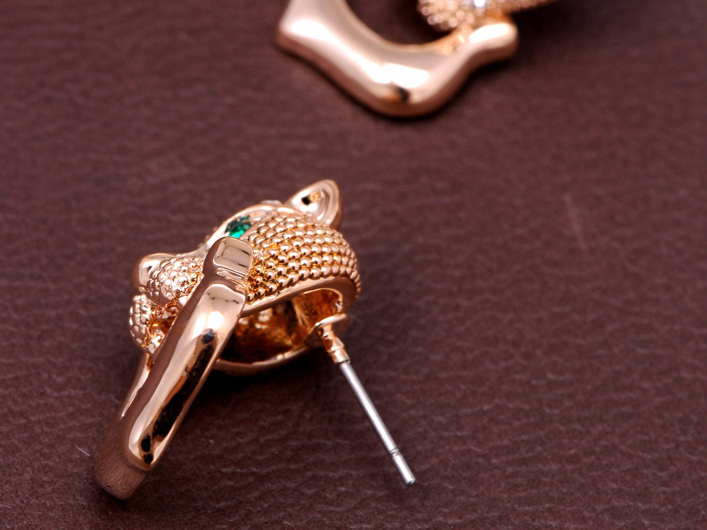 Jaguar Cat Head Face Door Knocker Stud Earrings