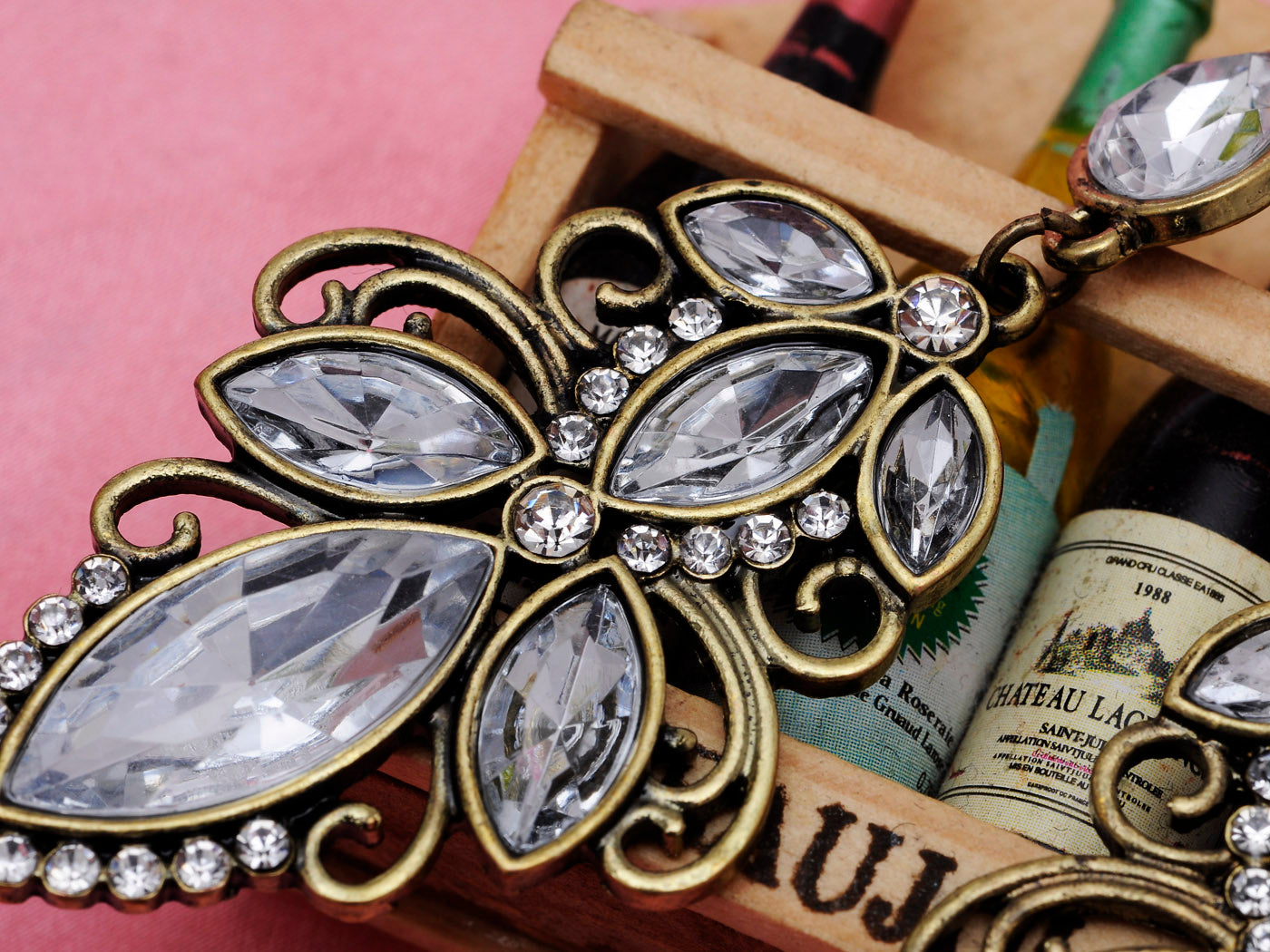 Bronze Intricate Design Transparent Earrings