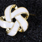 Contemporary White Enamel Infinity Design Flower Earrings