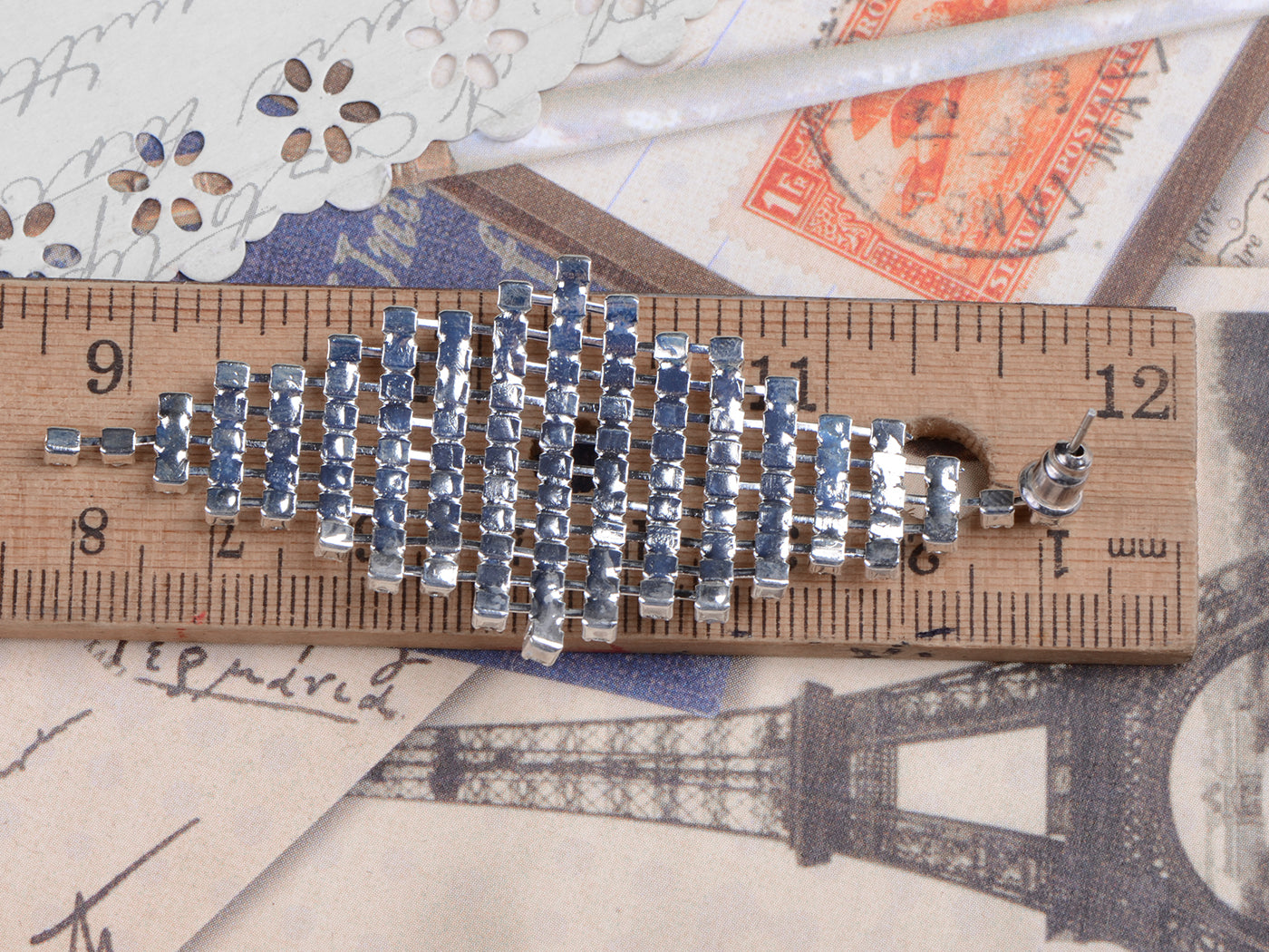 Element Silver Leaves Dangle Drop Evening Cocktail Earrings