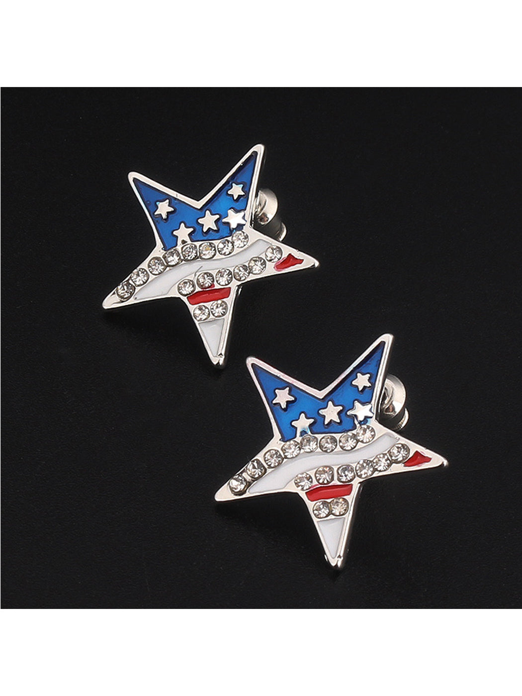 Patriotic USA American Flag 4th Of July Red White And Blue Stud Earrings