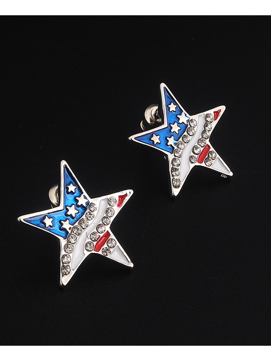 Patriotic USA American Flag 4th Of July Red White And Blue Stud Earrings