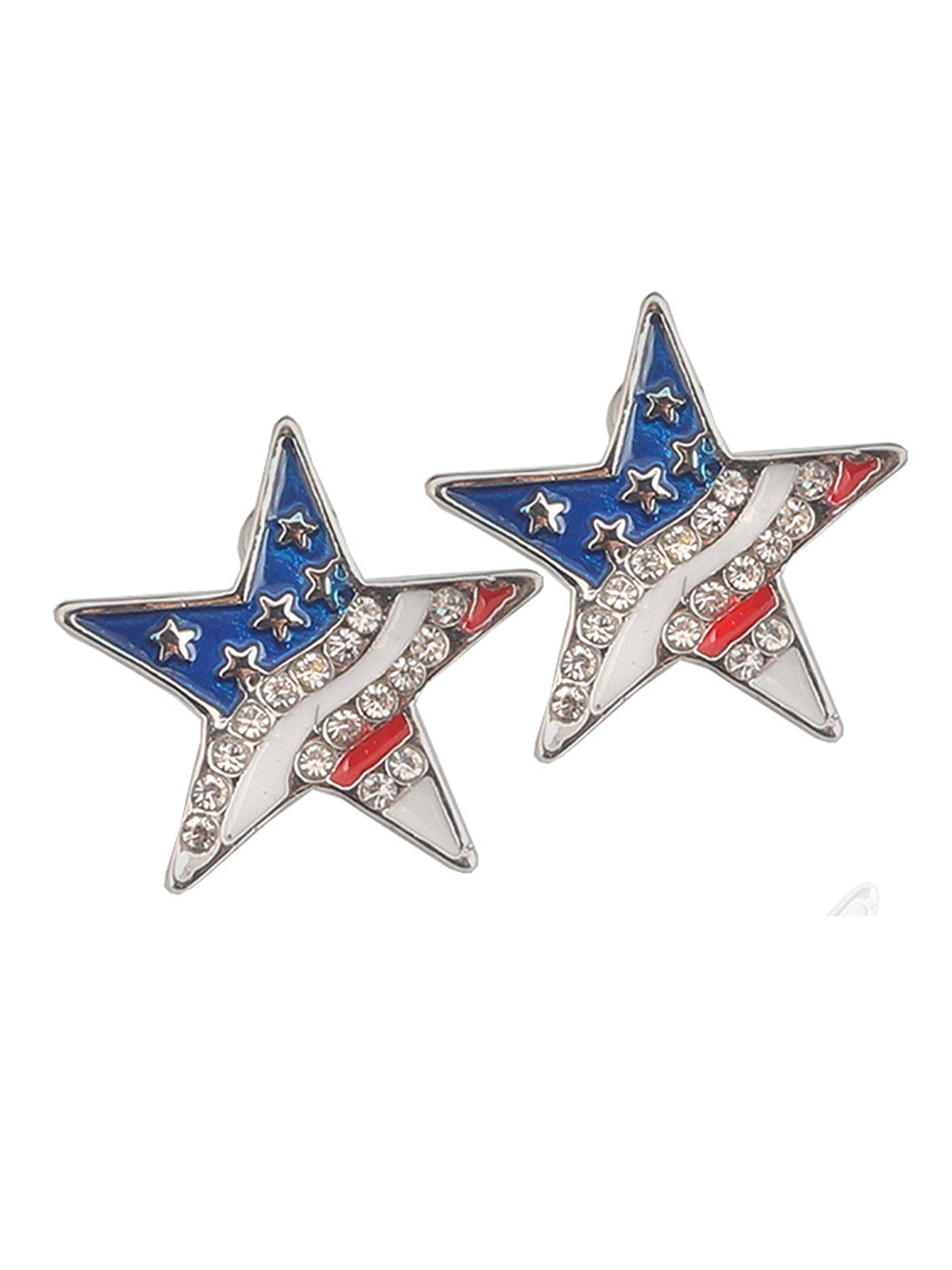 Patriotic USA American Flag 4th Of July Red White And Blue Stud Earrings