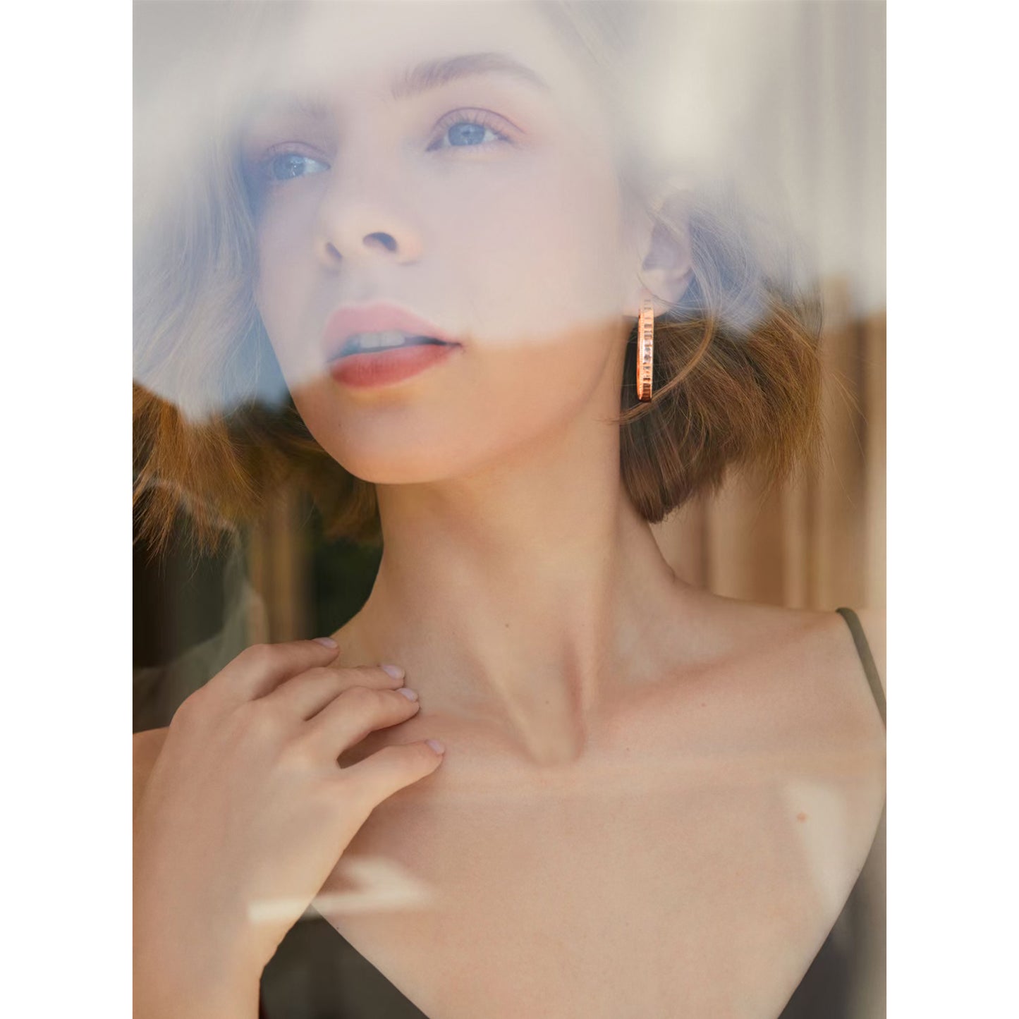 Alilang 14K Gold Plated Round Clip-top Hoop Earrings with 925 Sterling Silver Post for Women Girls