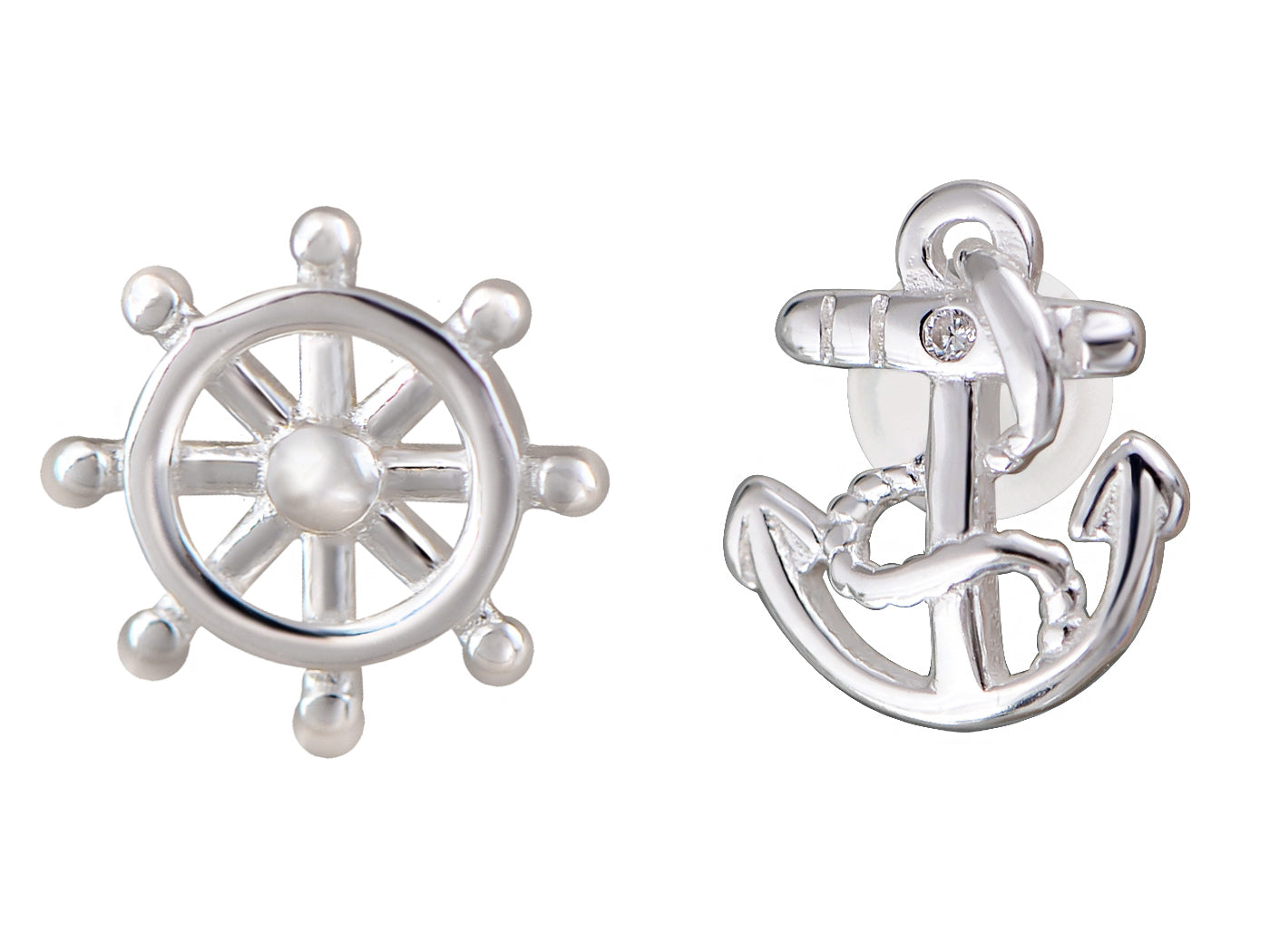 Blue Nautical Anchor Stud Earrings