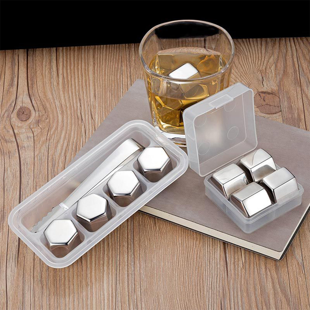 Stainless Steel Ice Cube, Reusable Chilling Whiskey Stones