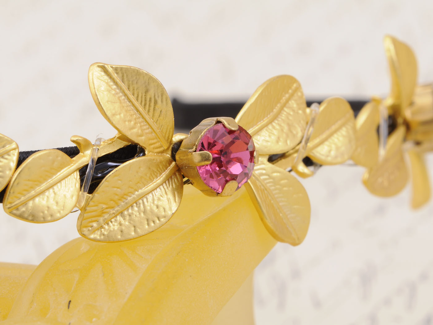 Festive Princess Pink Accented Yellow Flower Hair Piece Headband