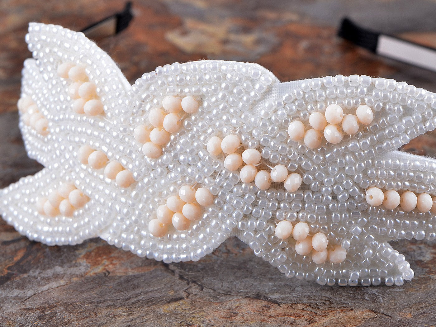 1920S Black Beaded Leaf Flapper Headband