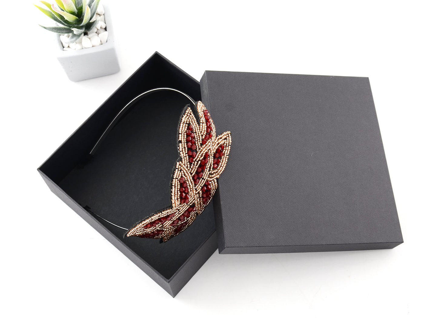 1920S Black Beaded Leaf Flapper Headband - ALILANG.COM