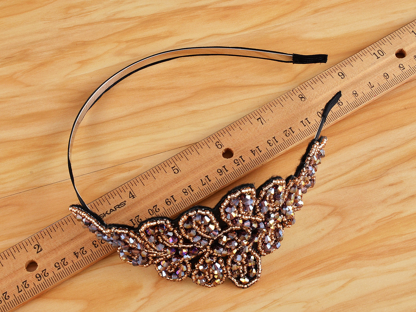 Vintage 1920S Hand Beads Retro Big Flower Leaf Flapper Headband