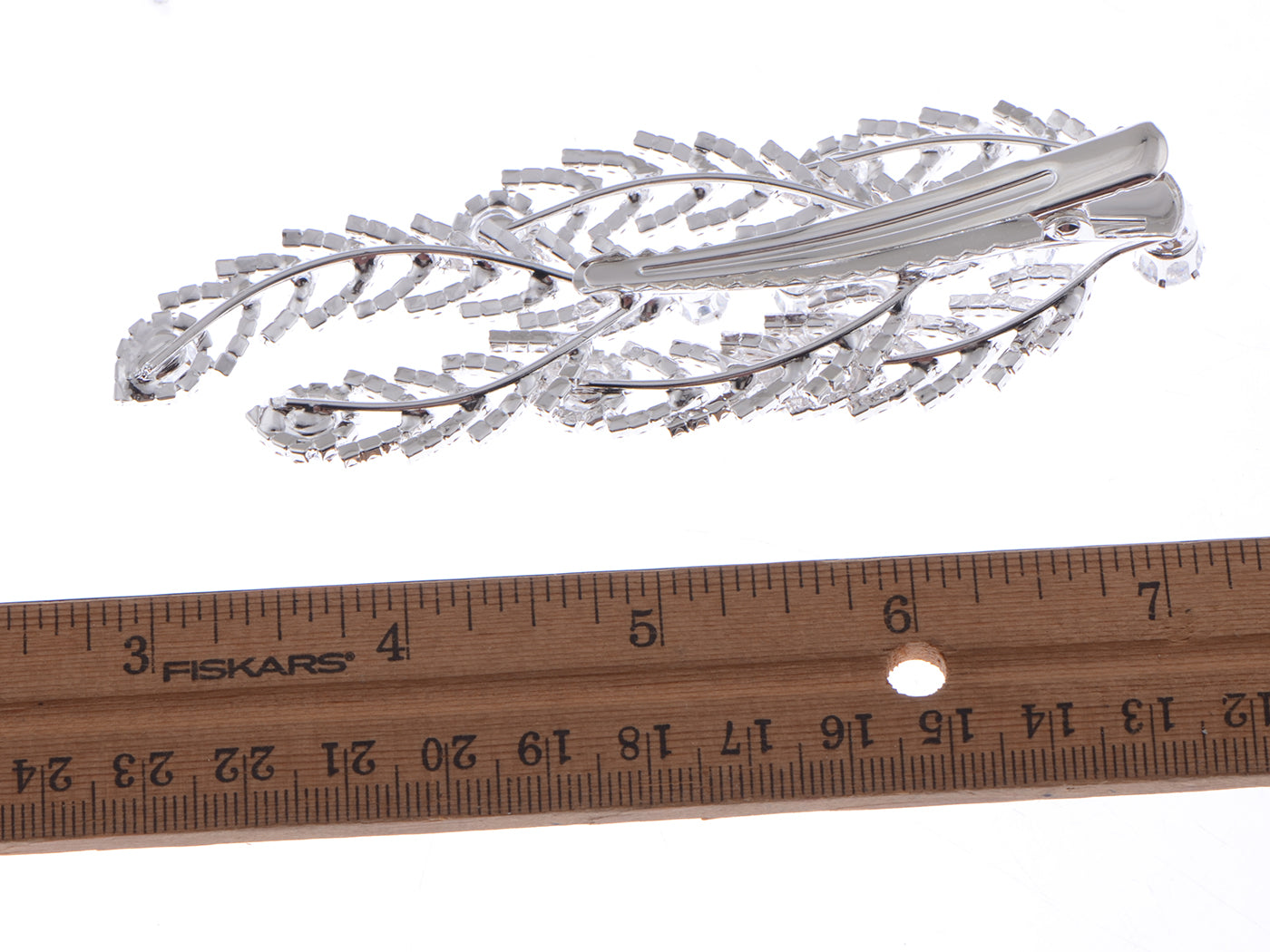 Silver Zirconnia Gatsby Leaf Bridal Prom Hair Clip Pin