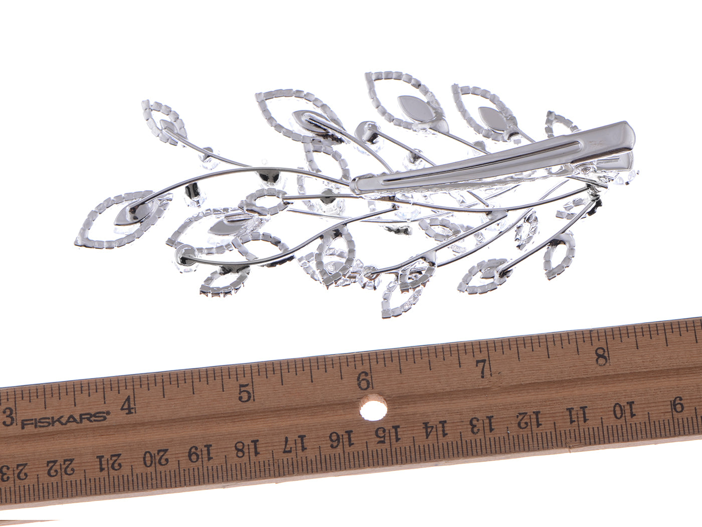 Silver Zircon Bridal Prom Leaf Hair Clip Pin - ALILANG.COM