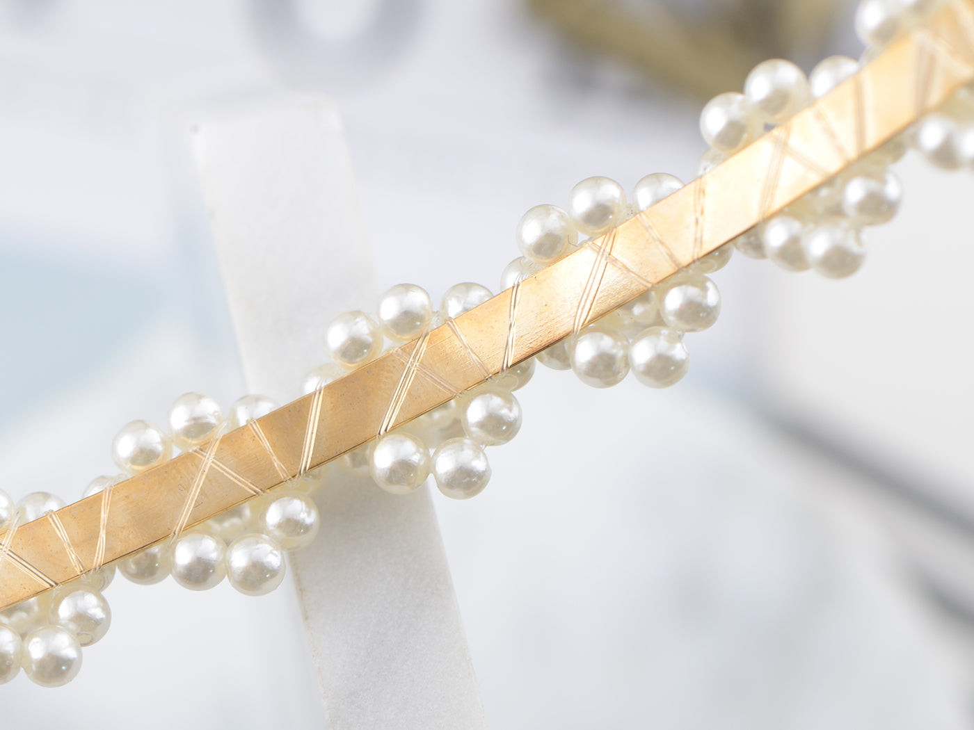 Pearls Bling Flower Headband For Women Gift