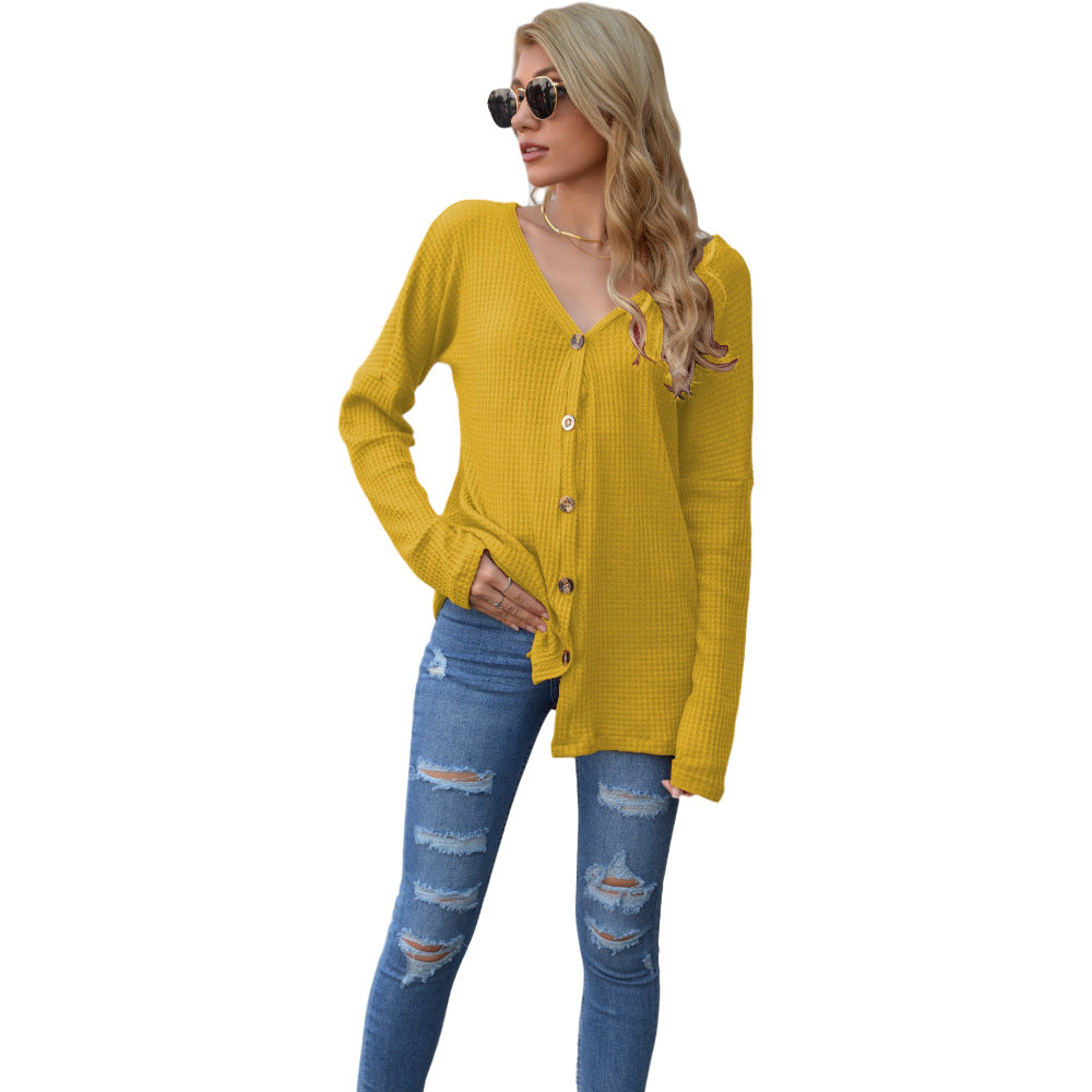Layering Long Sleeve Button Up Textured Tunic