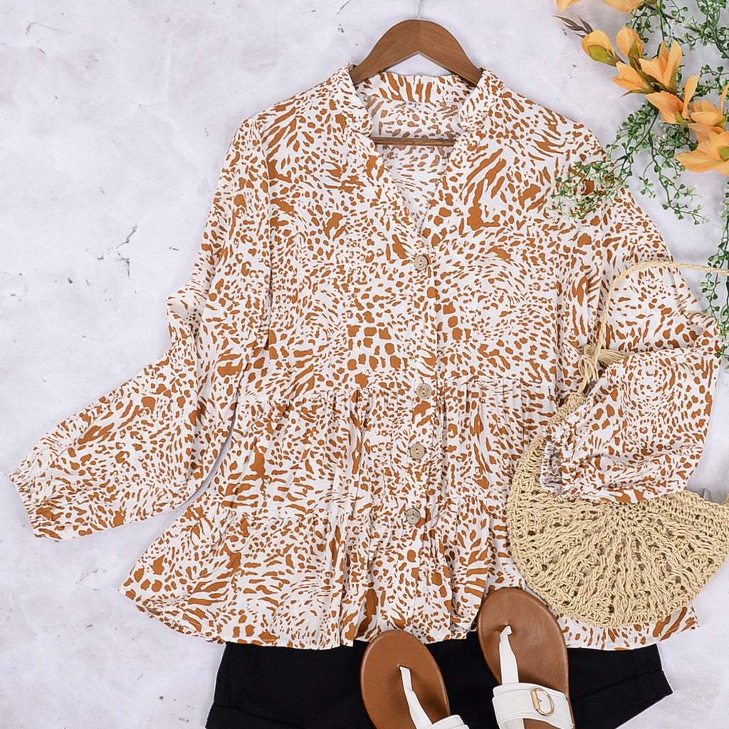 Summer Print Button Blouse