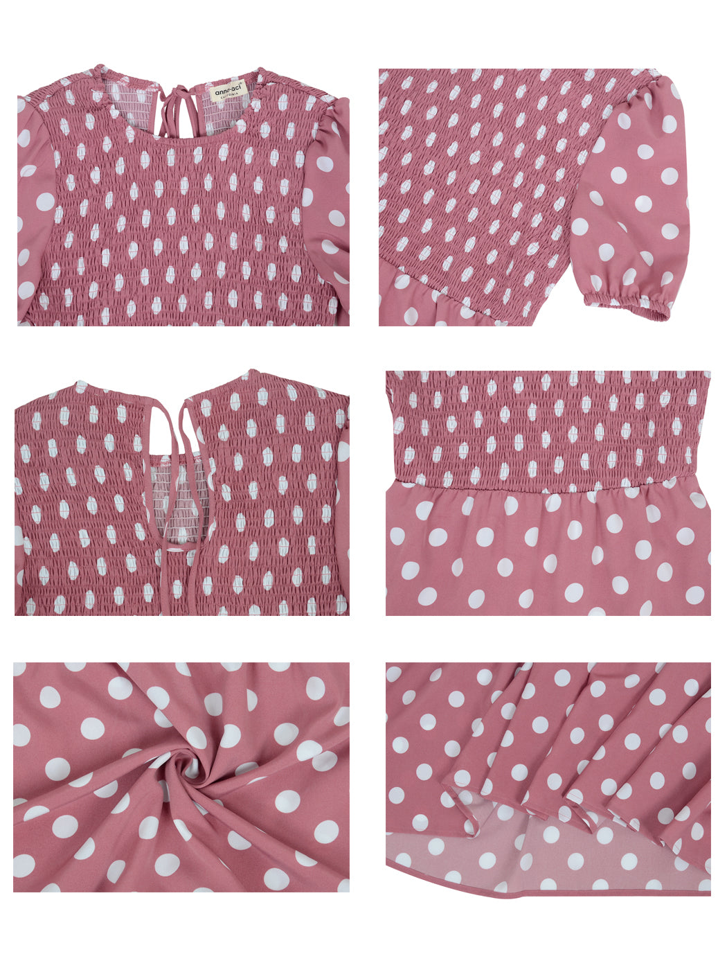 Anna-Kaci Women's Polka Dot Ruffle Maxi Dress Crew Neck Puff Sleeve Dress Casual Womens Dress High Rise Summer Dresses 2022