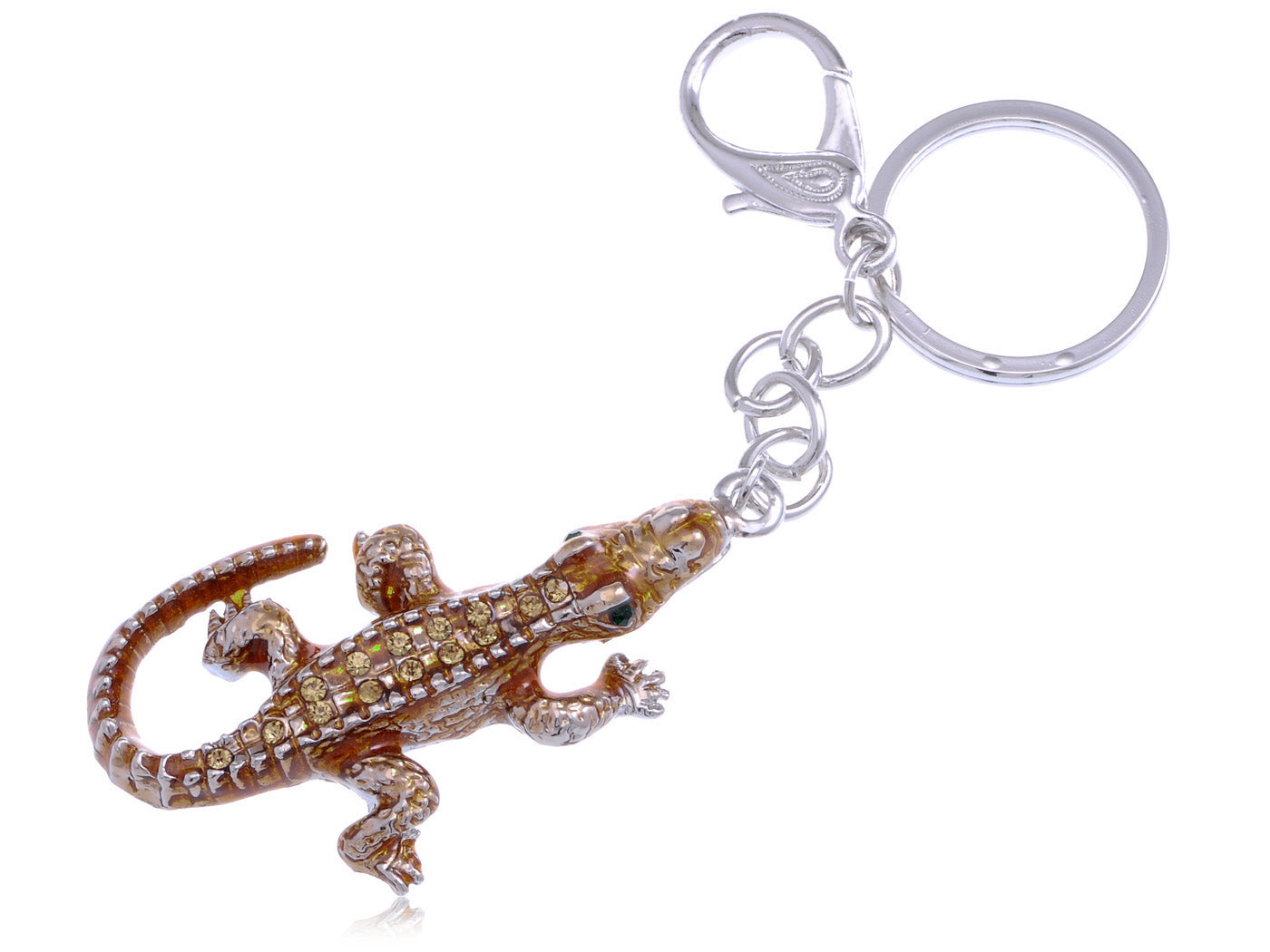 Light Topaz Colored Brown Yellow Alligator Crocodile Key Chain