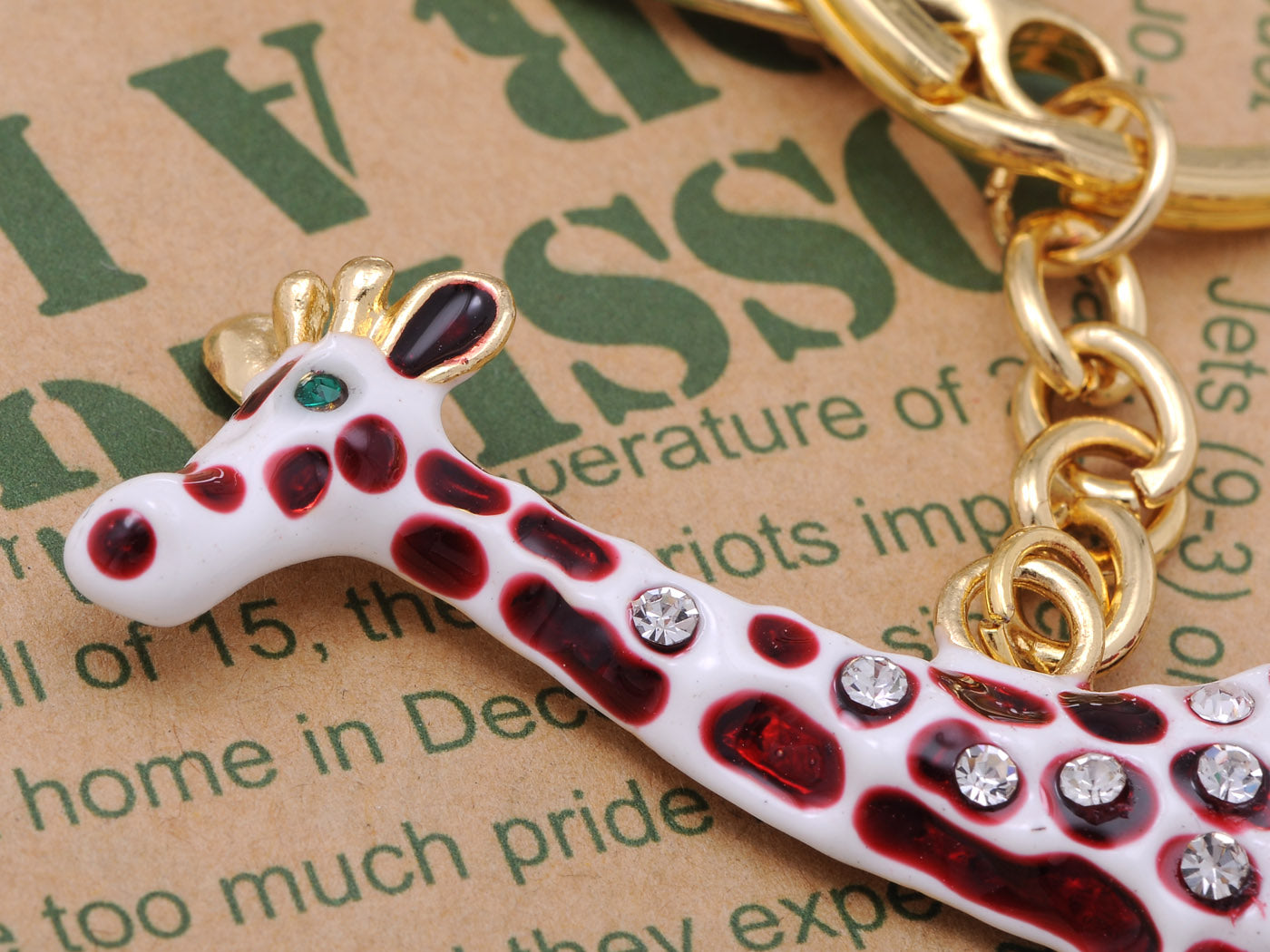 Painted Spot Enamel Long Neck African Giraffe Hook Keychain