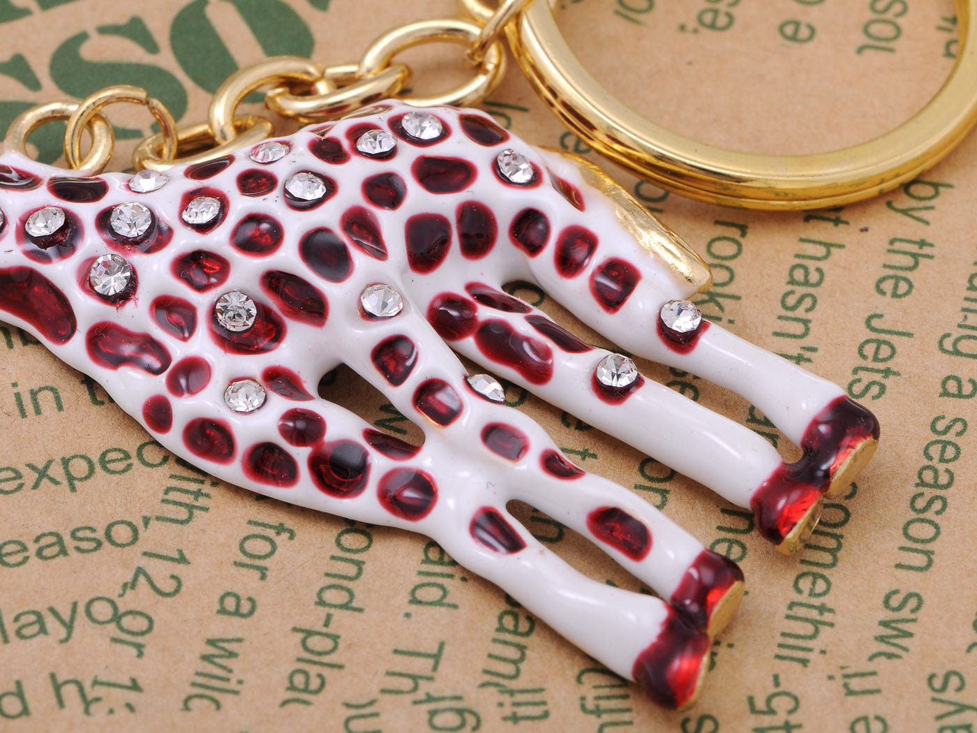 Painted Spot Enamel Long Neck African Giraffe Hook Keychain