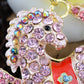 Sparkling Horse Key Chains For Women Girls Gifts Car Purse Animal Pendant Charms Pink