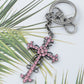 Aurora Borealis Holy God Blessed Floral Cross Hook Key Chain