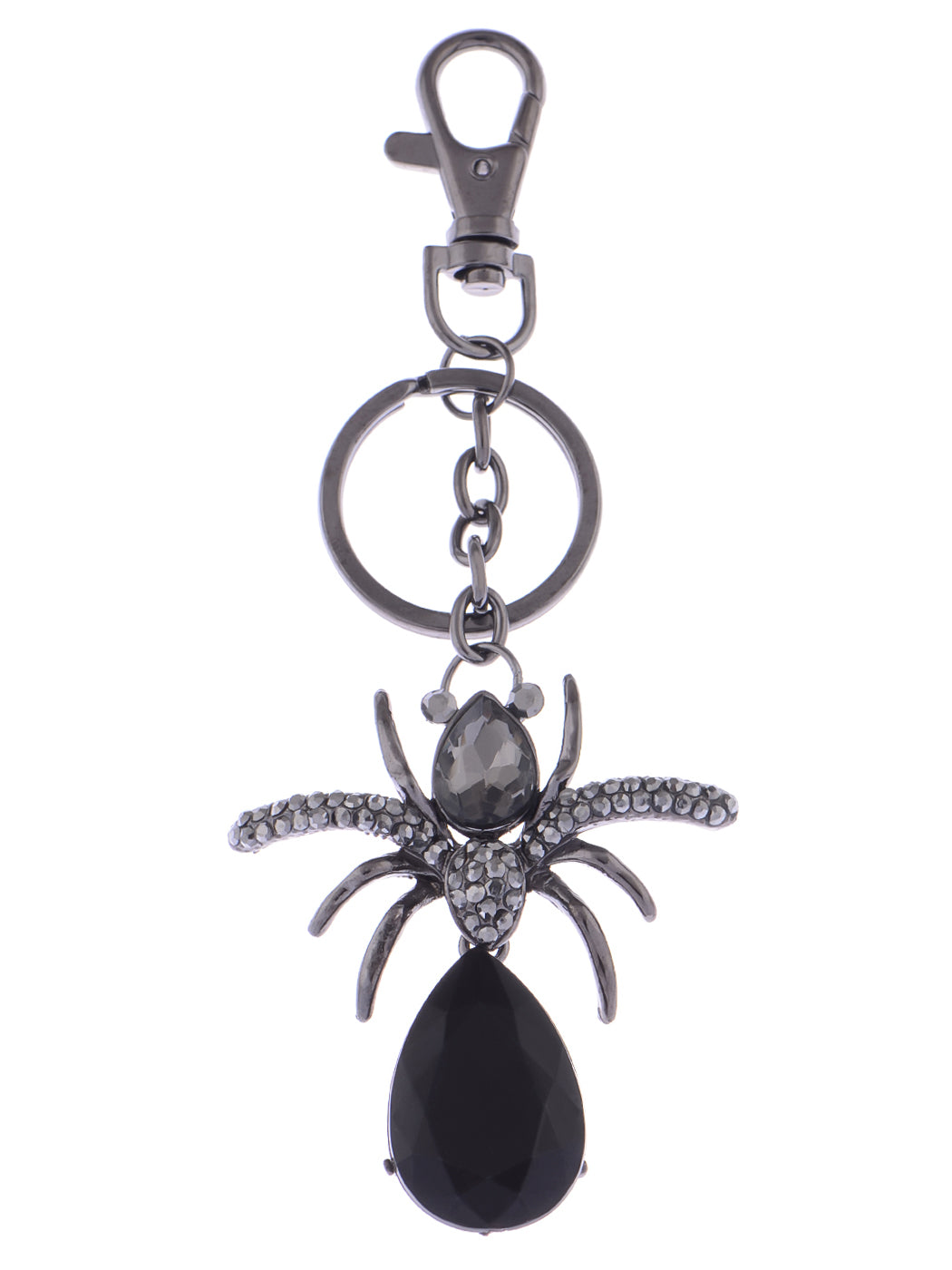 Dark Gun Black Grey Body Halloween Tarantula Spider Keychain