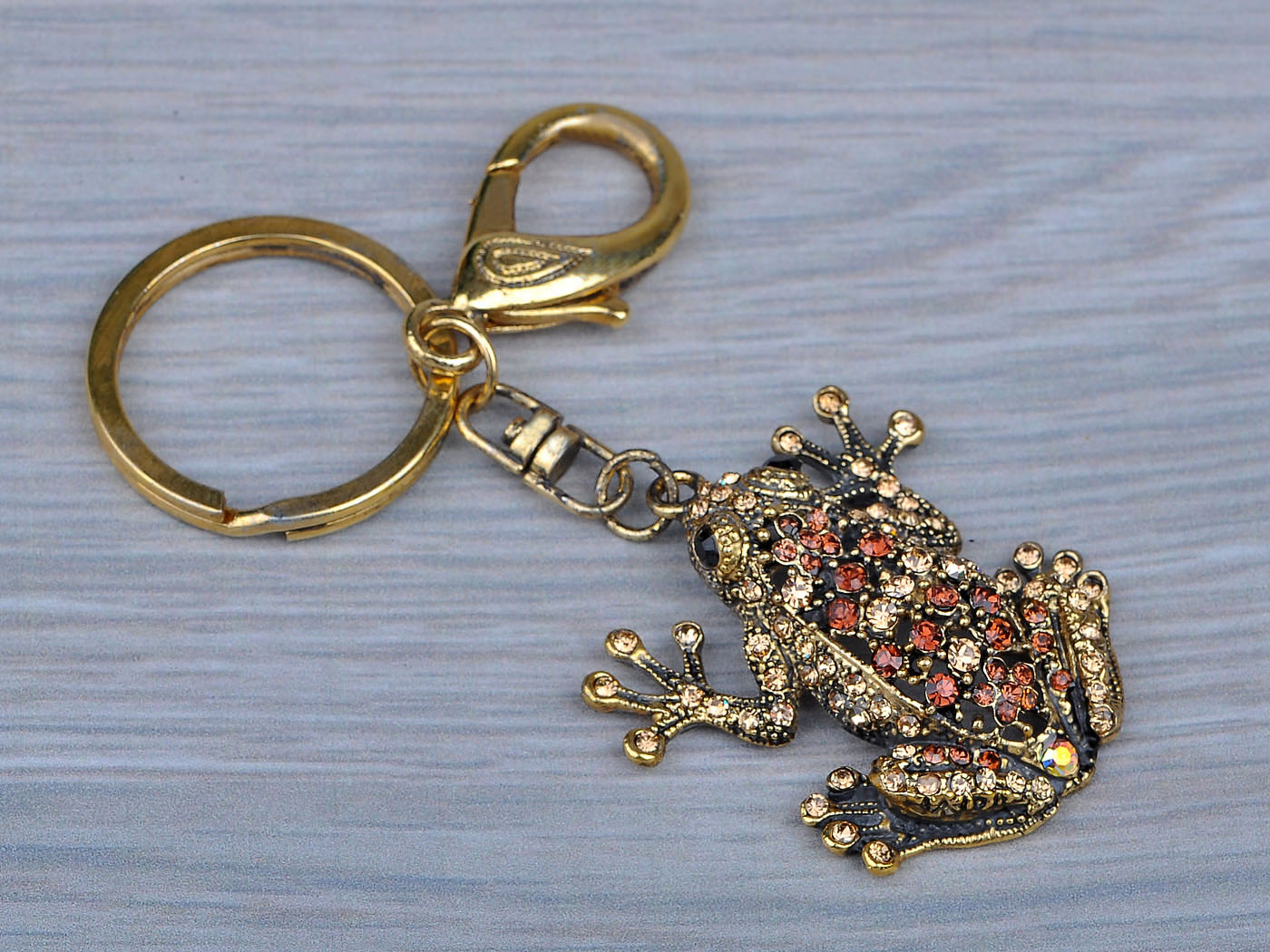 Antique Light Brown Frog Toad Charm Key Chain