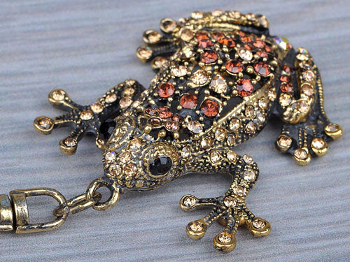 Antique Light Brown Frog Toad Charm Key Chain