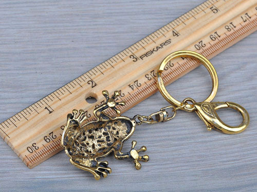 Antique Light Brown Frog Toad Charm Key Chain