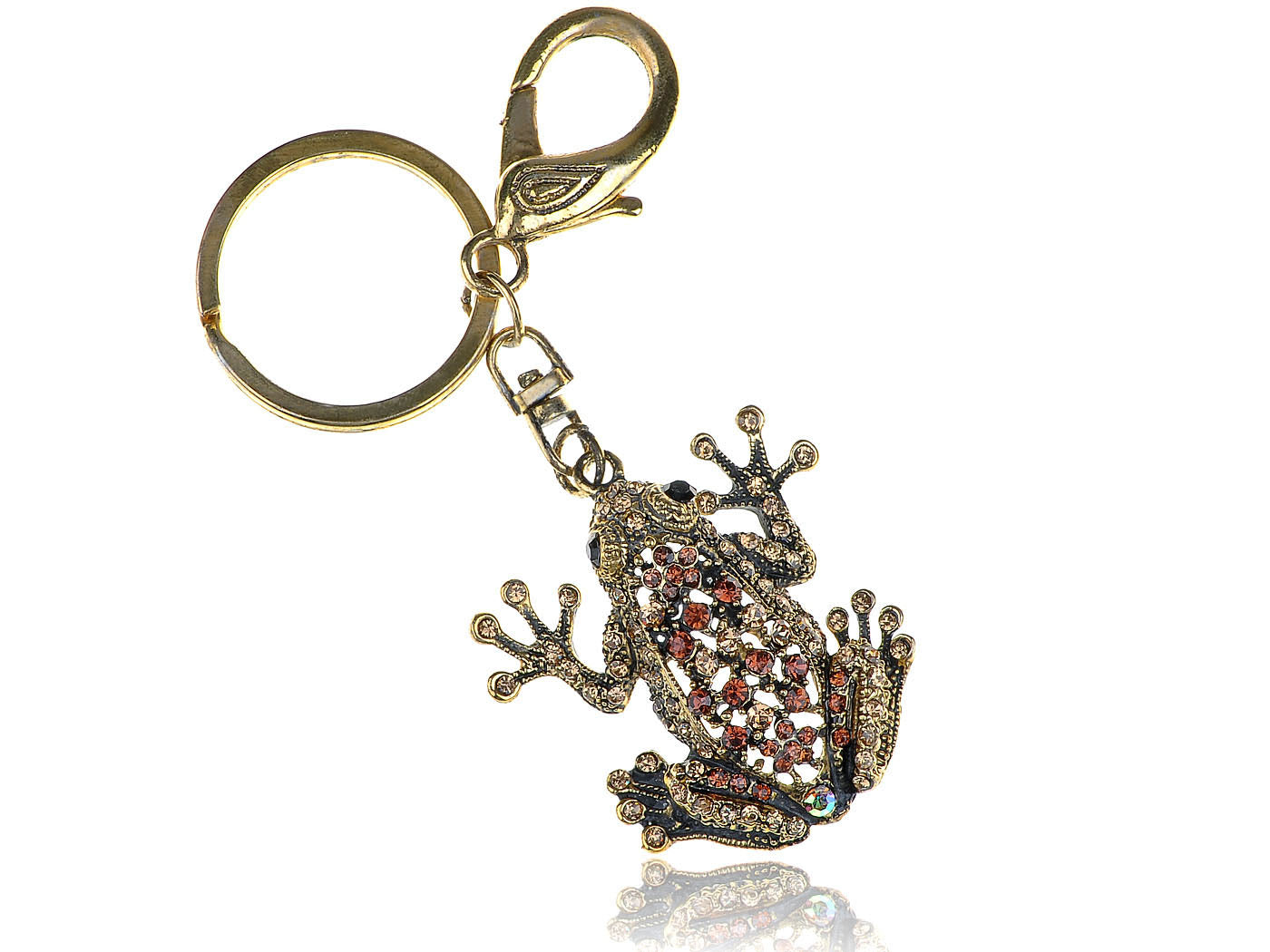 Antique Light Brown Frog Toad Charm Key Chain