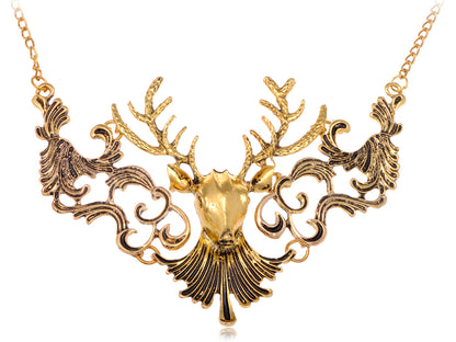Moose Head Chain Necklace With Deately Painted Black Accents