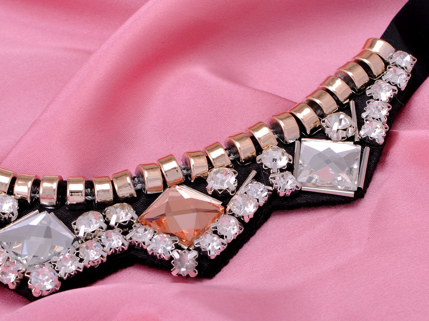 Accented Collar Necklace With And Amber Ss