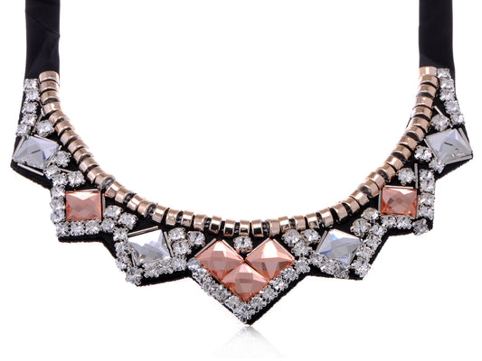 Accented Collar Necklace With And Amber Ss