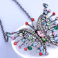 Pastel Colorful Gun Wire Wing Butterfly Pendant Necklace