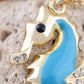 Petite Blue Enamel Sea Horse Pendant Necklace