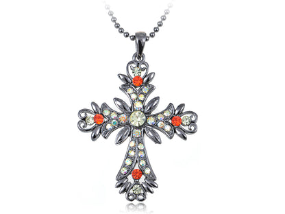 Orange Colorful Cross Pendant Chain Necklace