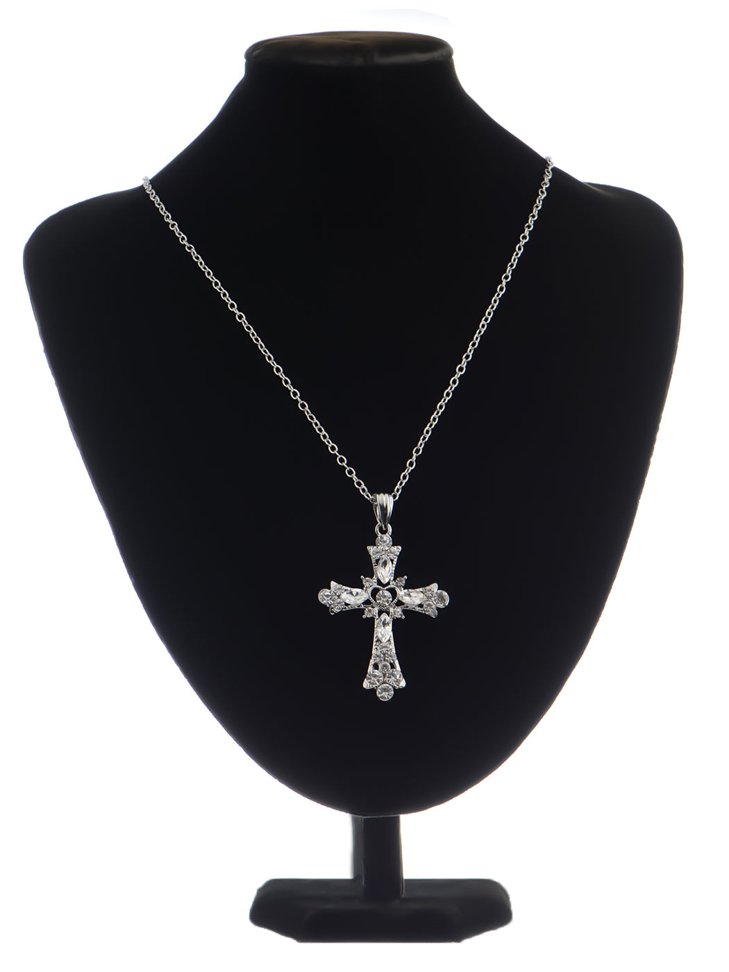 Gothic Black Inspirational Holy Cross Love God Heart Pendant Necklace