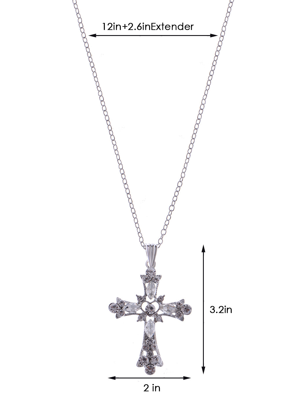 Gothic Black Inspirational Holy Cross Love God Heart Pendant Necklace