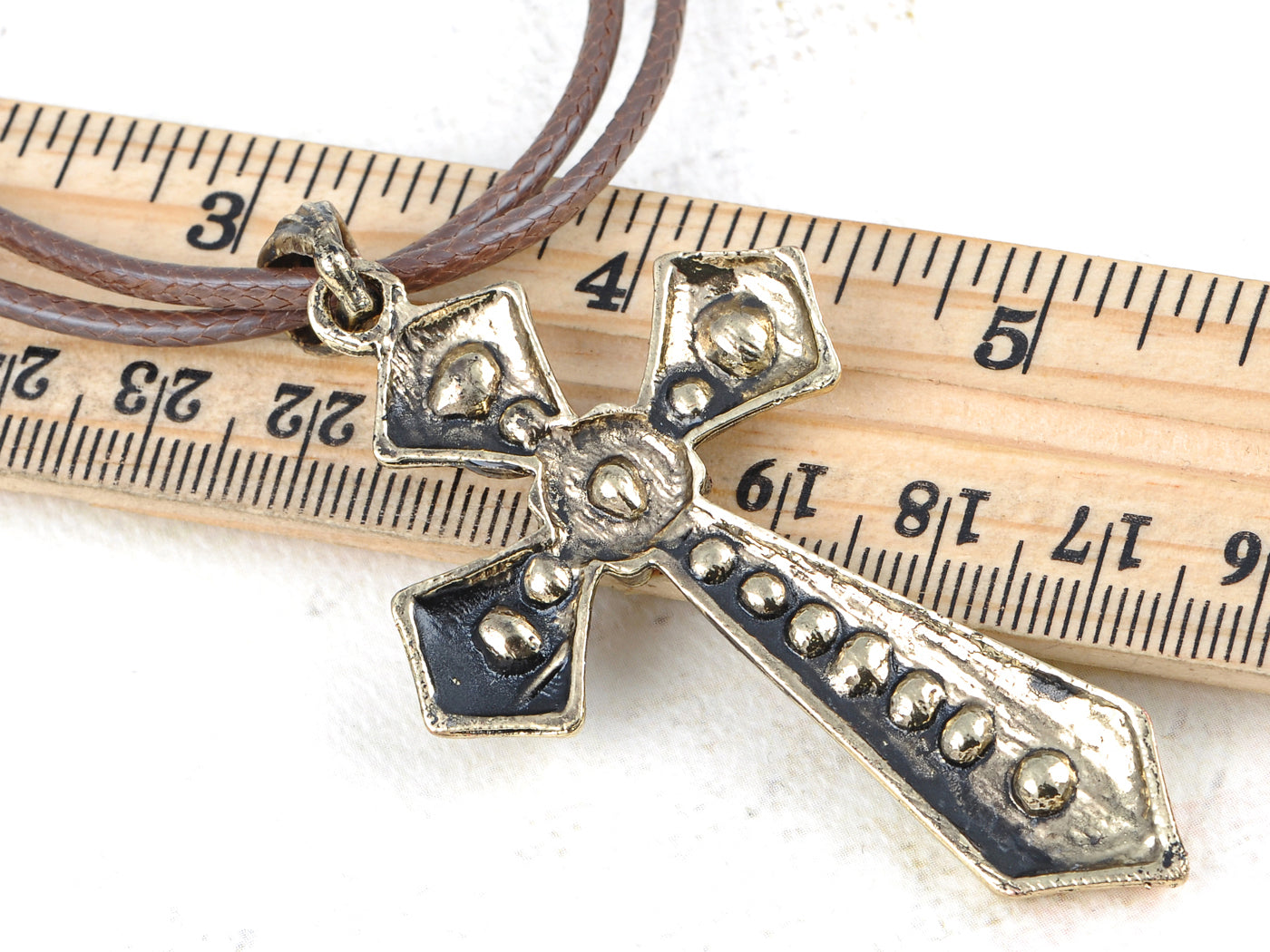 Old Copper Medieval Sharp Topaz Cross Pendant Necklace