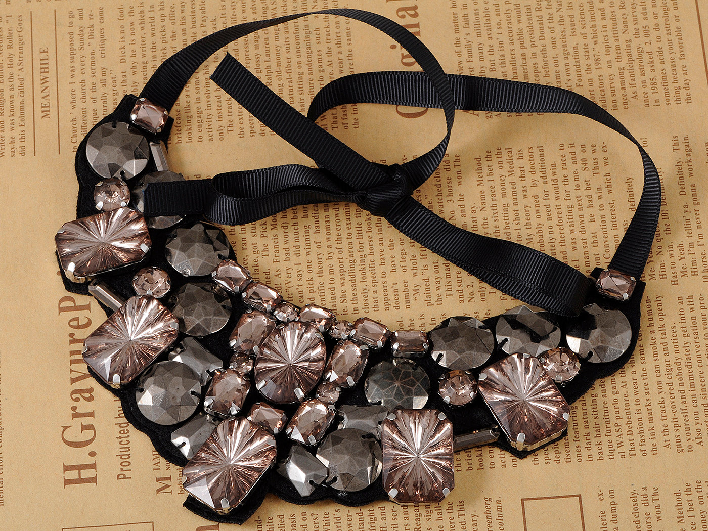 Dark Cocoa Brown Black Bib Statement Necklace