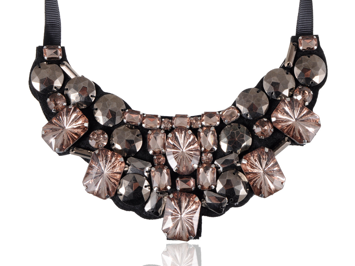 Dark Cocoa Brown Black Bib Statement Necklace