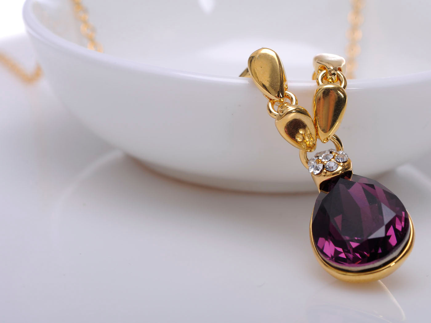 Amethyst Falling Teardrops Necklace