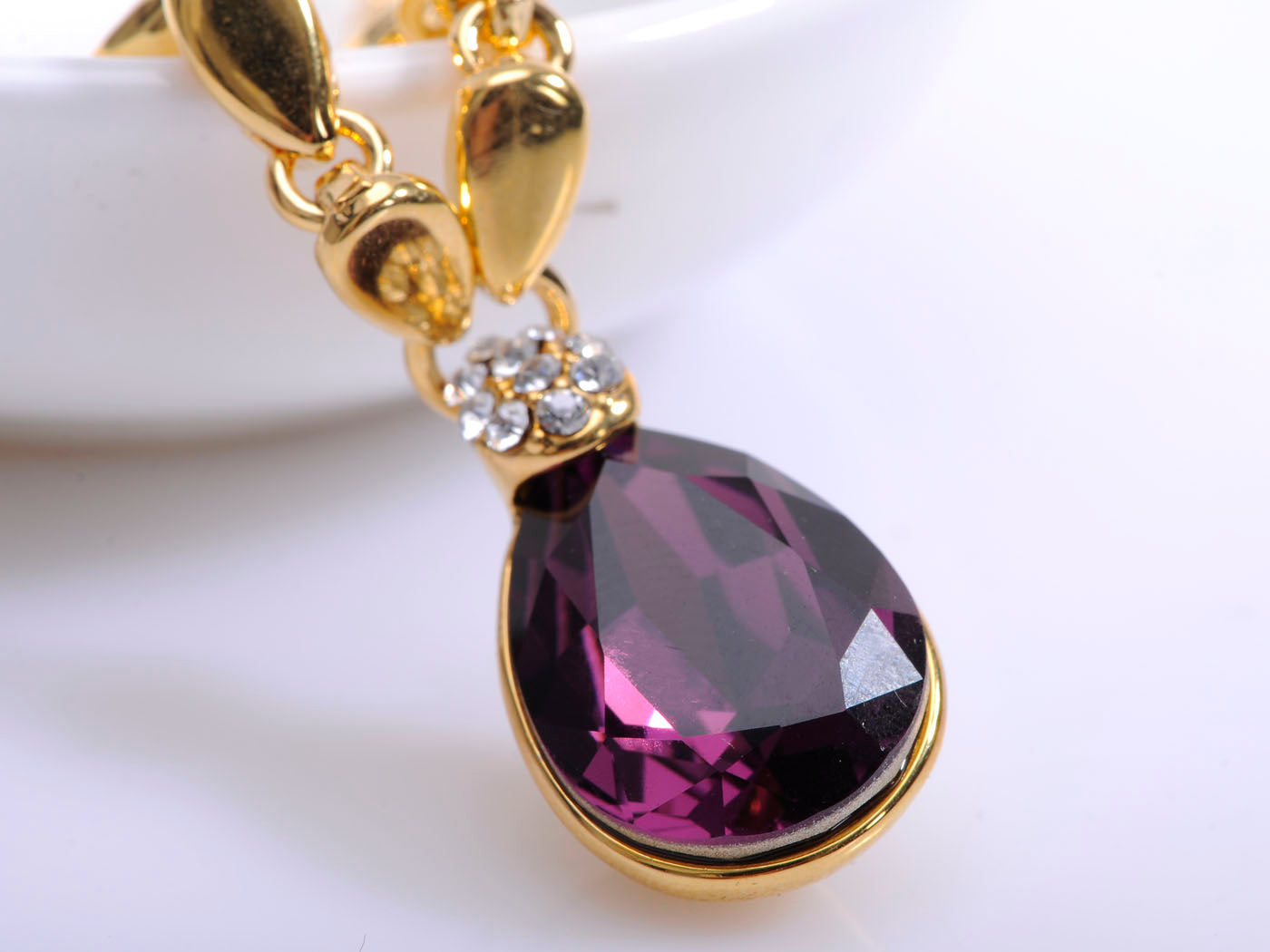 Amethyst Falling Teardrops Necklace