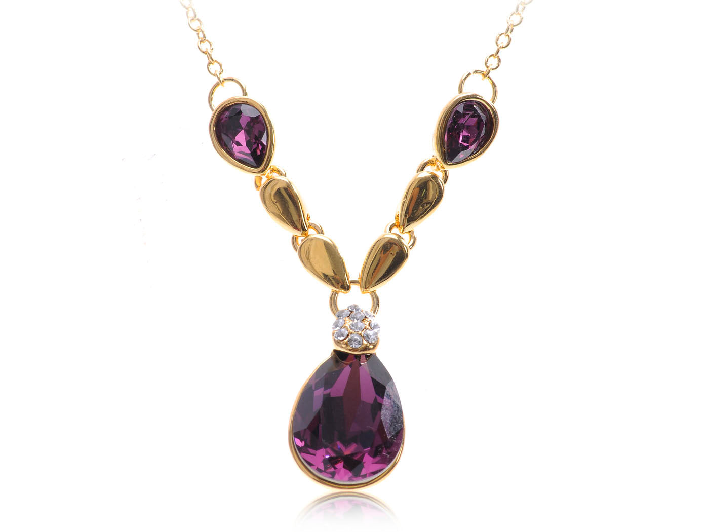 Amethyst Falling Teardrops Necklace